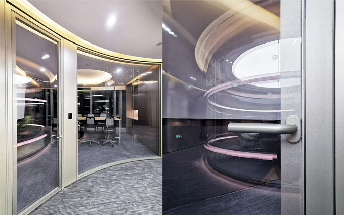 τελευταία εταιρεία περί Curved panoramic glass partition system project