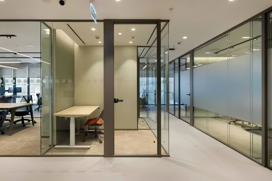 Customizable Aluminum Frame Glass Partition Wall 25-60mm Thickness