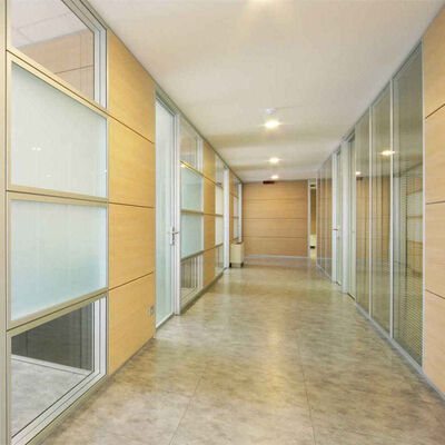 Half Glass Wall Partition Top Wooden Bottom Office Wall Partition